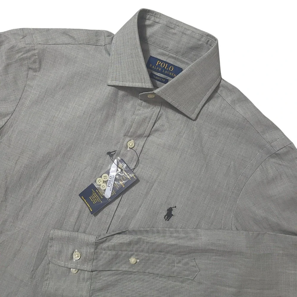 Polo Ralph Lauren Button Down Shirt Mens S Gray Classic Fit Cotton Long Sleeve